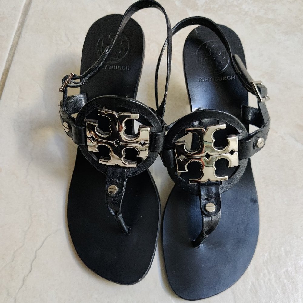 Tory Burch Black Leather Sandals size 7,
